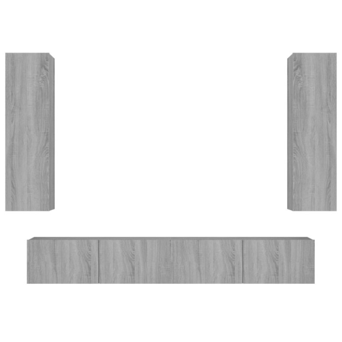 Set dulapuri TV, 4 piese, gri sonoma, lemn prelucrat