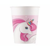 Set 8 pahare petrecere din carton model Unicorn 200 ml