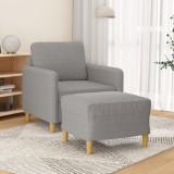 Fotoliu canapea cu taburet, gri deschis, 60 cm, textil