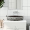Lavoar blat ceramică vidaXL negru/albastru oval 56.5x36.5x13.5cm - Chiuvetă baie design unicat