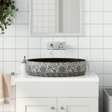 Lavoar blat ceramică vidaXL negru/albastru oval 56.5x36.5x13.5cm - Chiuvetă baie design unicat