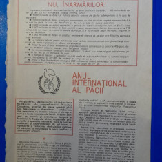 1987, Reclamă propagandă comunism NU, INARMARILOR! comunism 24x16 cm pace