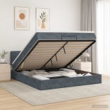 Cumpara ieftin Pat Ottoman cu Saltea si LED Gri inchis 180 x 200 cm Catifea