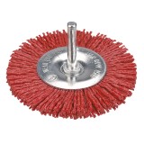 Perie abraziva circulara din nylon 100 mm cu ax pentru bormasina