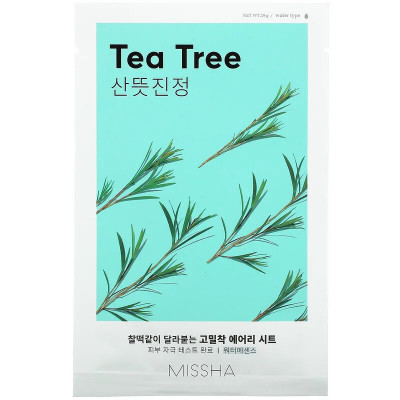 Masca de fata cu extract de arbore de ceai, cu efect de curatare si improspatare a pielii Missha Airy Fit Sheet Mask Tea Tree, 19g foto