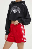 Adidas Originals pantaloni scurți femei, culoarea roșu, cu imprimeu, high waist IP2957