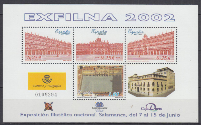 SPANIA 2002 EXPOZITIA NATIONALA DE FILATELIE EXFILNA BLOC MNH