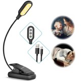 Lampa pentru citit, JustZEN clema de prindere pe carte, 14 led-uri, 5 moduri de iluminare, 4 nivele de iluminare, incarcare USB, reglabila 360 grade