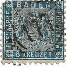 Germany Baden 1862 Coat of arms 6 Kr Mi.14a used AM.577