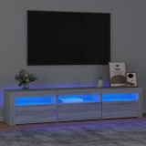 vidaXL Comodă TV cu lumini LED, gri sonoma, 180x35x40 cm 3152760