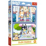 PUZZLE TREFL 2X24 BLUEY DISTRACTIE CU BLUEY