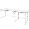 Masă Camping Aluminiu Reglabilă vidaXL 180x60 cm Albă - Pliabilă, Portabilă, Picnic, Terasa