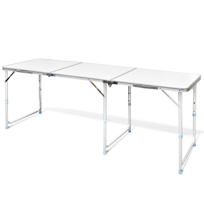 Masă camping din aluminiu reglabilă 180 x 60 cm 41326