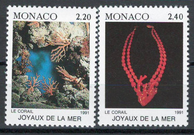 Monaco 1991 Mi 2015/16 MNH - Muzeului Oceanografic &amp;bdquo;Bijuteriile mării: corali&amp;rdquo; foto