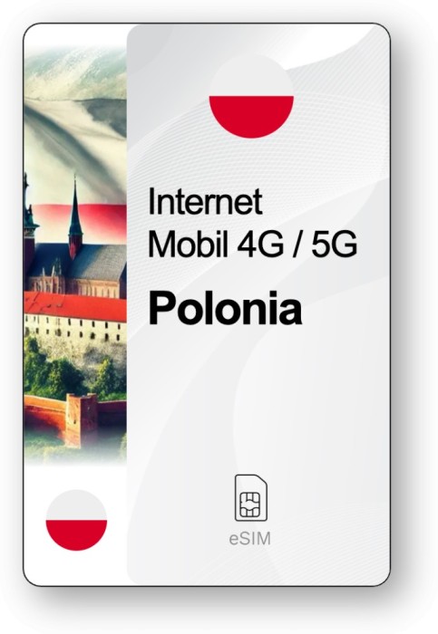 eSIM Internet Polonia, valabil 7 zile, trafic Nelimitat