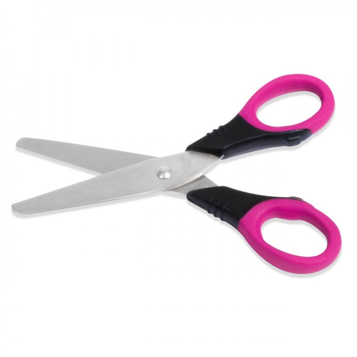 Foarfecă școlară, President, V&acirc;rf Rotunjit, M&acirc;ner Moale, 14 cm, Multicolor