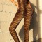 B700-9988 Salopeta casual din material elastic cu print trigrat