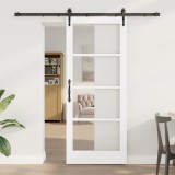 Ușă glisantă cu set de accesorii alb 83x202 cm din lemn masiv de pin
