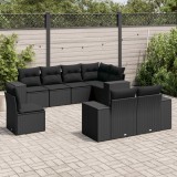Cumpara ieftin Gossi set mobilier de gradina cu perne, 8 piese, negru, poliratan