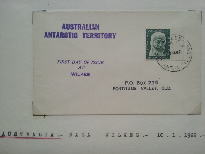 1962-Australia-Baza Wilkes-FDC