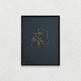 Iubire, tablou din fir continuu de sarma placata cu aur, 31&times;41 cm