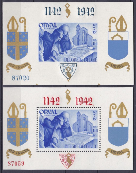 DB1 Belgia 1942 Abatia Orval 2 x SS Dt. + NDT MNH