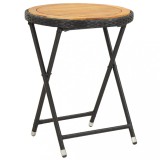 vidaXL Masă de ceai negru 60 cm poliratan lemn masiv acacia