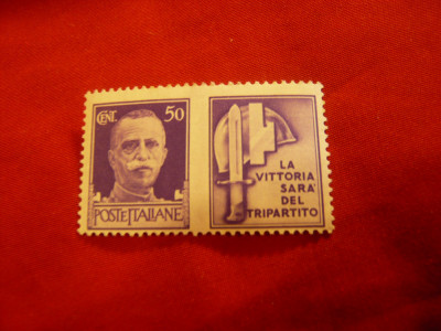 2 Timbre Italia 1942 - V.Emanuel , cu vigneta 50C violet si 30C foto