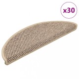 vidaXL Covorașe scară autoadezive aspect sisal 30 buc. Bej &icirc;nchis