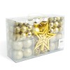 Set 100 Decoratiuni pentru Bradul de Craciun, Globuri cu Diametru de 3-6 cm si Varf Stea, Culoare Auriu