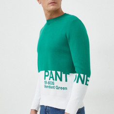 United Colors of Benetton pulover barbati, culoarea verde, light