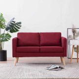 vidaXL Canapea cu 2 locuri, roșu, material textil
