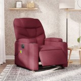VidaXL Fotoliu electric de masaj rabatabil, roșu vin, textil