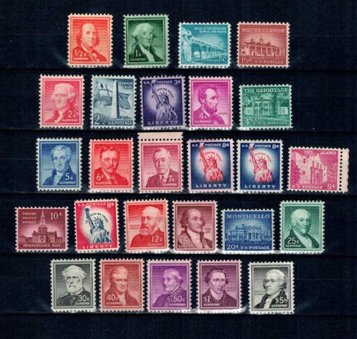 SUA 1954 - Uzuale, personalități, monumente, serie neuzata