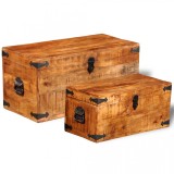 Set cufere de depozitare, 2 piese, lemn mango nefinisat, vidaXL