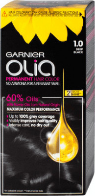 Garnier Olia Vopsea de păr permanentă fără amoniac 1.0 negru, 1 buc foto