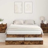 VidaXL Cadru de pat cu depozitare din stejar fumuriu 150x200 cm