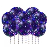 Set 10 baloane LED transparente, 51 cm, 10 leduri multicolor 3 m, Lipici dublu adeziv
