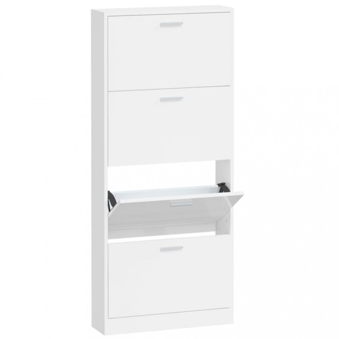 Pantofar, alb extralucios, 59x17x150 cm, lemn compozit