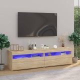 Comode TV cu lumini LED, 2 buc., stejar sonoma, 75x35x40 cm
