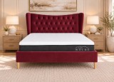 Pat Lora 180x200 cm Tapitat Catifea Burgundy Somiera Inclusa (cod ML 2302-11)