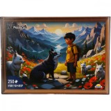 Puzzle Witty Puzzlezz, Baietel cu lupi in munti, 250 piese