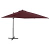 VidaXL Umbrelă &icirc;n consolă cu st&acirc;lp și LED-uri, roșu bordo, 250 cm 312326