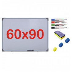 Pachet Tabla alba magnetica, 60x90 cm Premium + accesorii: markere, burete, magneti (7 ani Garantie)