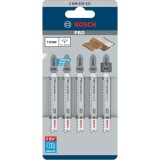 Bosch PRO Laminate clean T101BIF - Set panze fierastrau pendular tija cu un prag de prindere (T) 83 mm panou laminat taiere dreapta fina 5 bucati