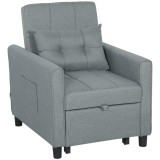 HOMCOM Canapea-pat pliabil convertibil cu spătar reglabil și pernă, Gri | Aosom Romania