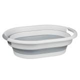 Cos de Rufe Pliabil, 38L, Gri/Alb &ndash; Design Compact cu Manere Antialunecare