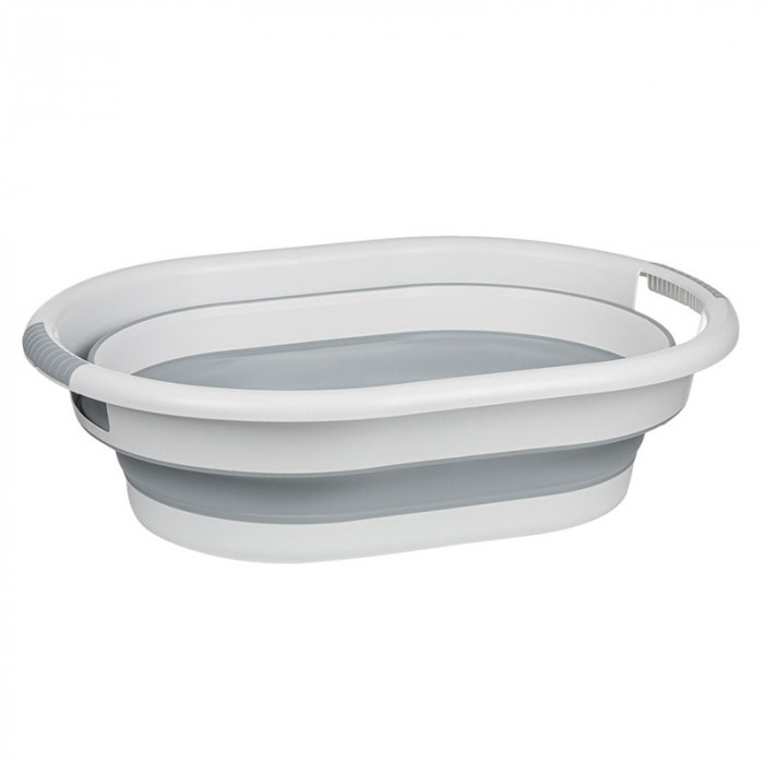 Cos de Rufe Pliabil, 38L, Gri/Alb &ndash; Design Compact cu Manere Antialunecare