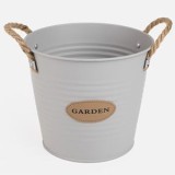 Mască Ghiveci Metalice Gri cu Manere din Sfoară &ndash; Design Decorativ, CMCLASS