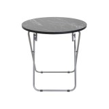 Masa plianta rotunda cu blat MDF, 60x65 cm, picioare metalice negre